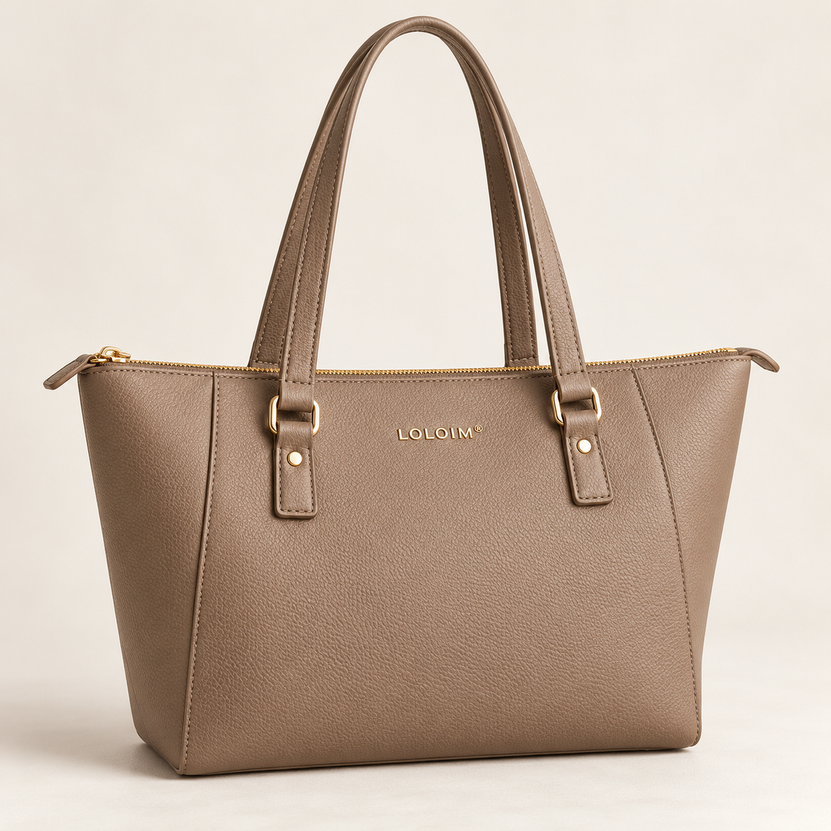 loloim® Taupe Textured Zip-Top Tote Bag