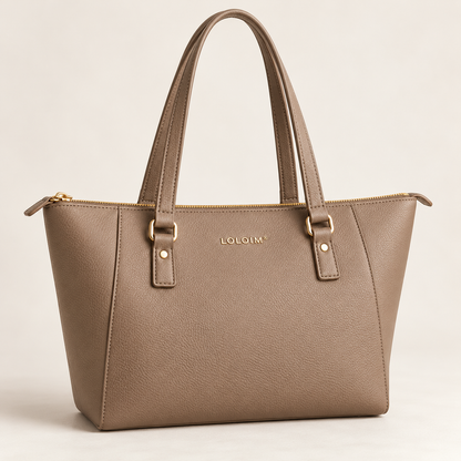 loloim® Taupe Textured Zip-Top Tote Bag