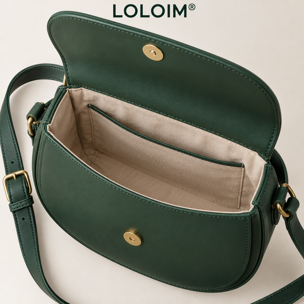 loloim® Forest Green Saddle Crossbody Bag