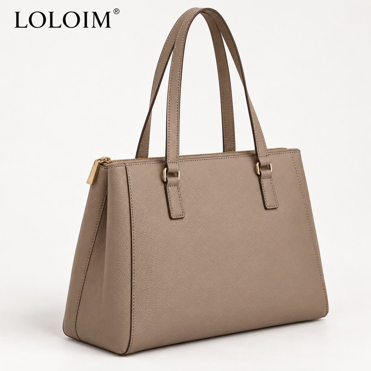 loloim® Taupe Textured Zip-Top Tote Bag