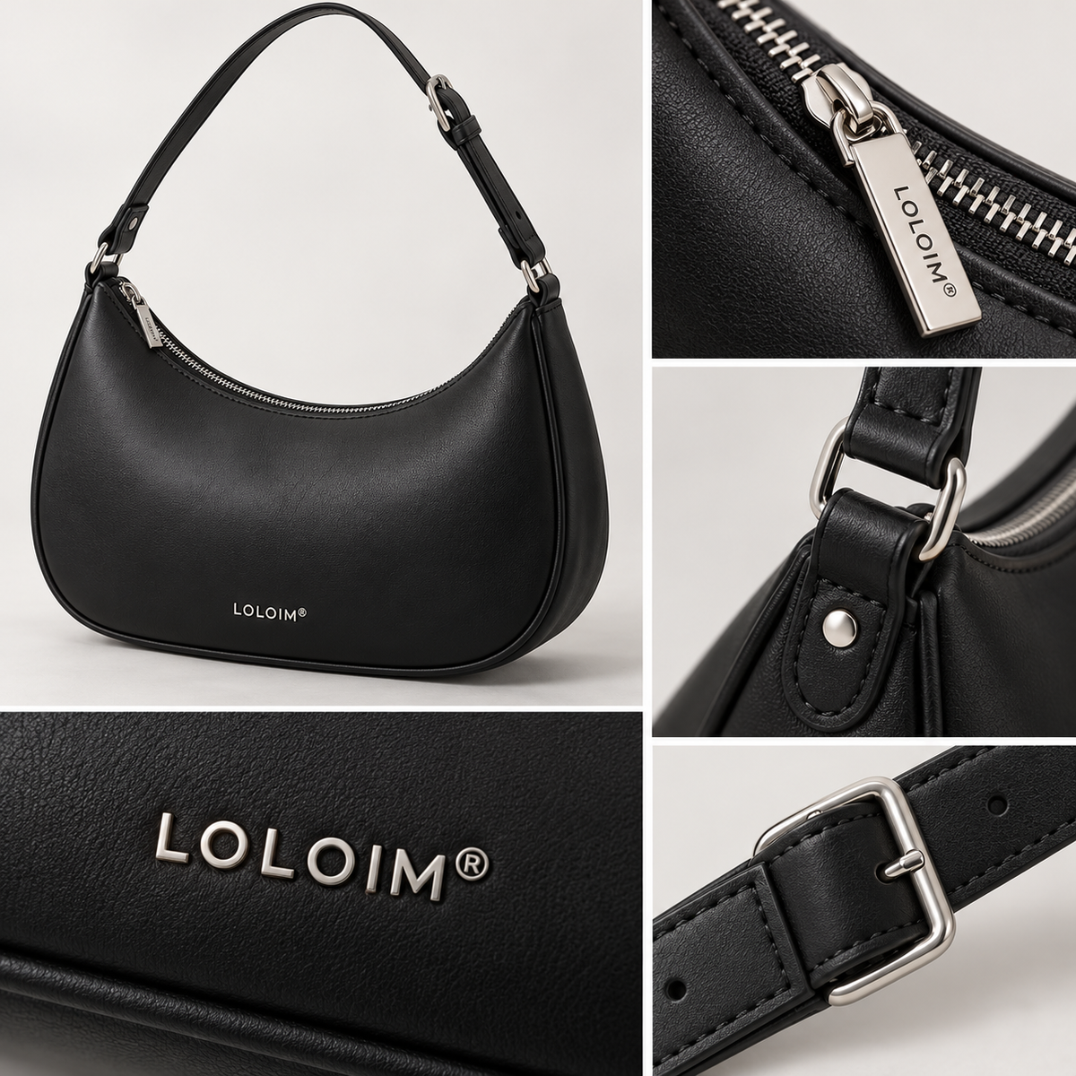 loloim® Black Crescent Shoulder Bag