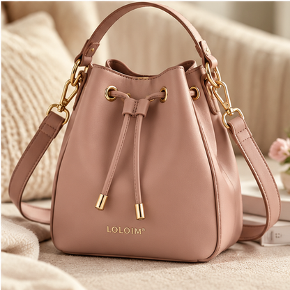 LOLOIM® Blush Pink Drawstring Bucket Bag