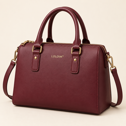 loloim® Burgundy Structured Top-Handle Bag
