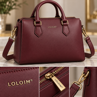 loloim® Burgundy Structured Top-Handle Bag