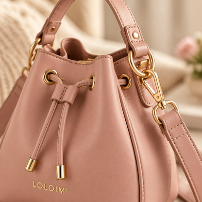 LOLOIM® Blush Pink Drawstring Bucket Bag
