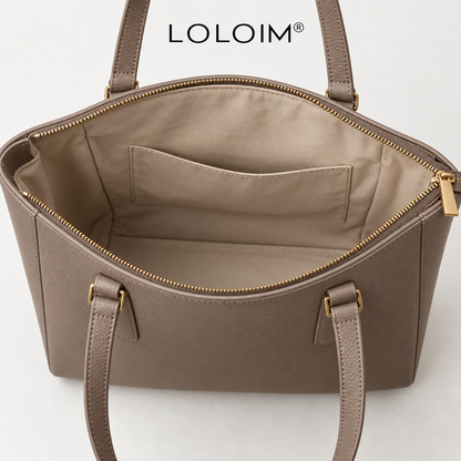 loloim® Taupe Textured Zip-Top Tote Bag