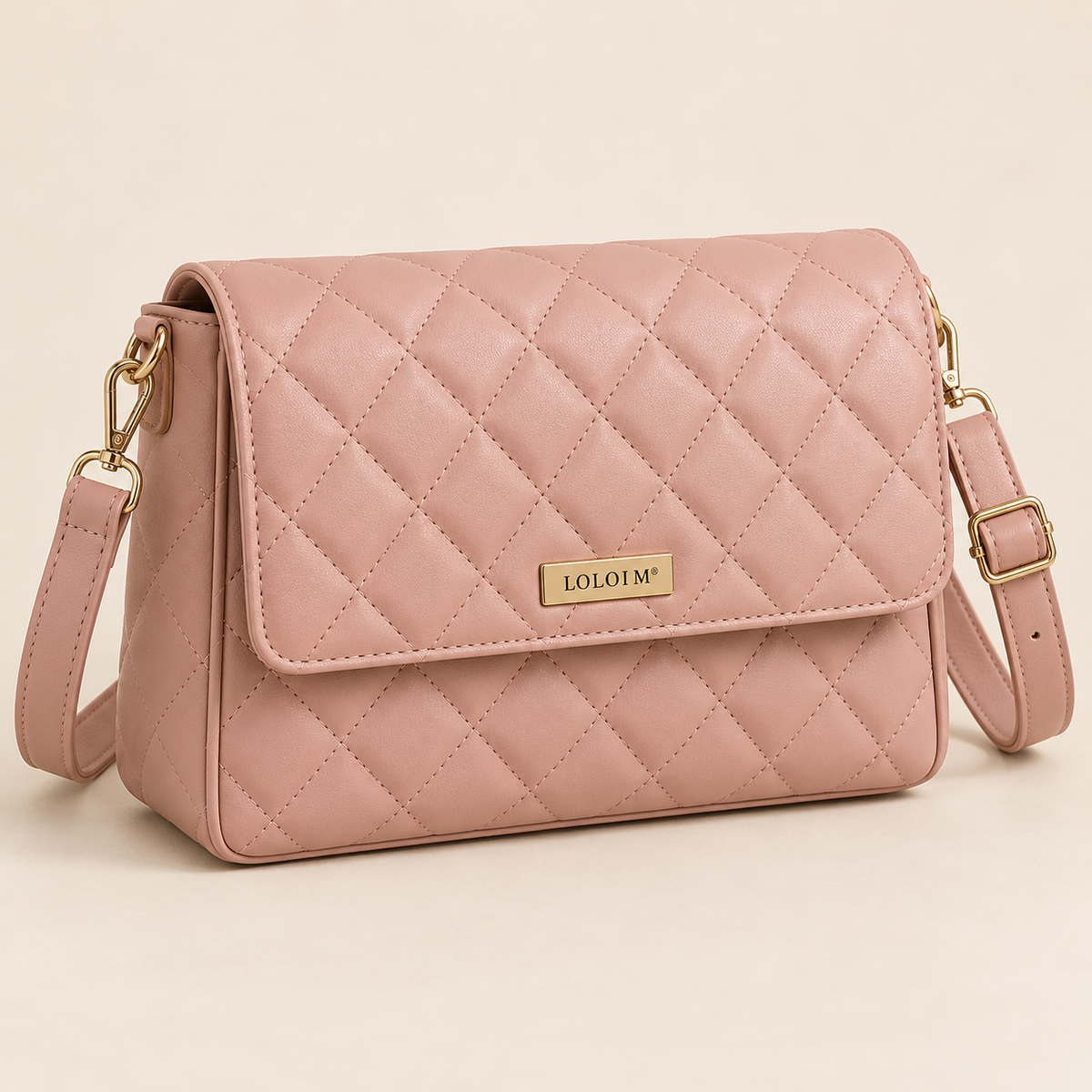 loloim® Blush Pink Quilted Crossbody Bag