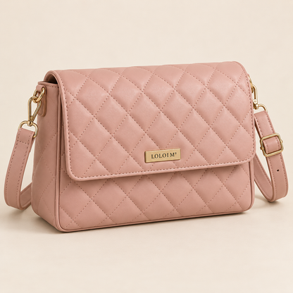 loloim® Blush Pink Quilted Crossbody Bag