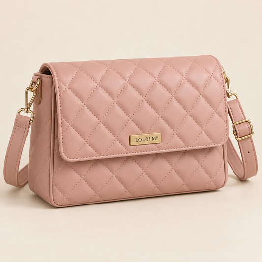 loloim® Blush Pink Quilted Crossbody Bag