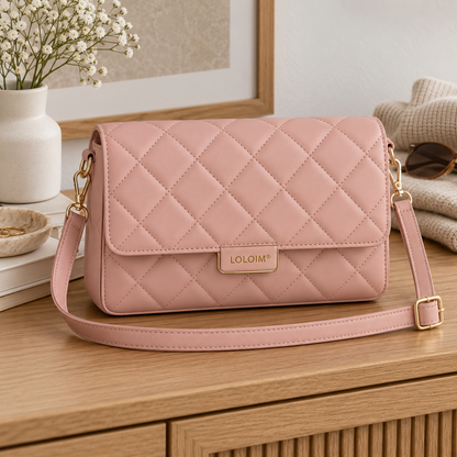 loloim® Blush Pink Quilted Crossbody Bag