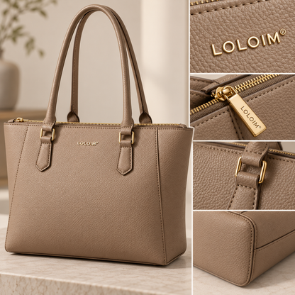 loloim® Taupe Textured Zip-Top Tote Bag