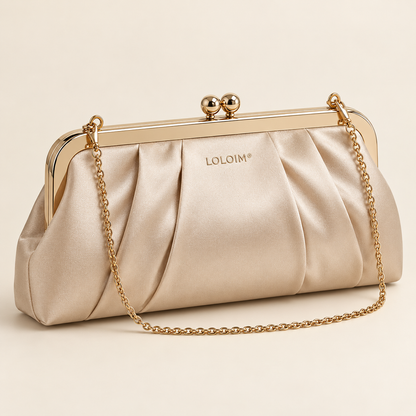 loloim® Champagne Pleated Evening Clutch
