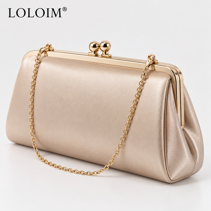 loloim® Champagne Pleated Evening Clutch