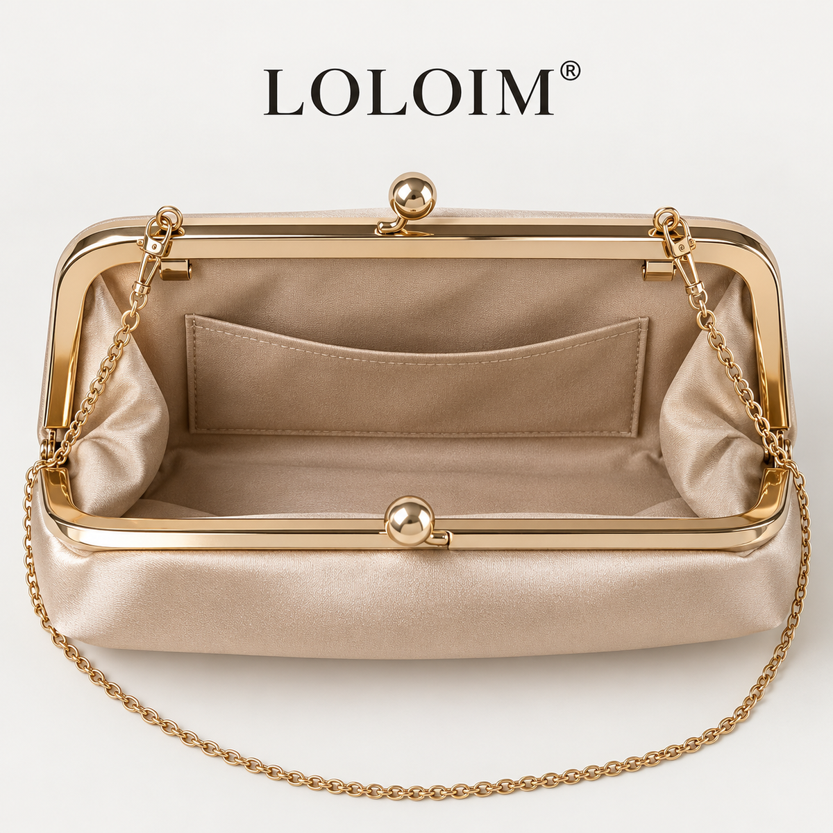loloim® Champagne Pleated Evening Clutch