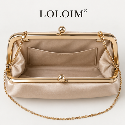 loloim® Champagne Pleated Evening Clutch