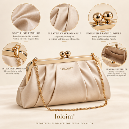 loloim® Champagne Pleated Evening Clutch